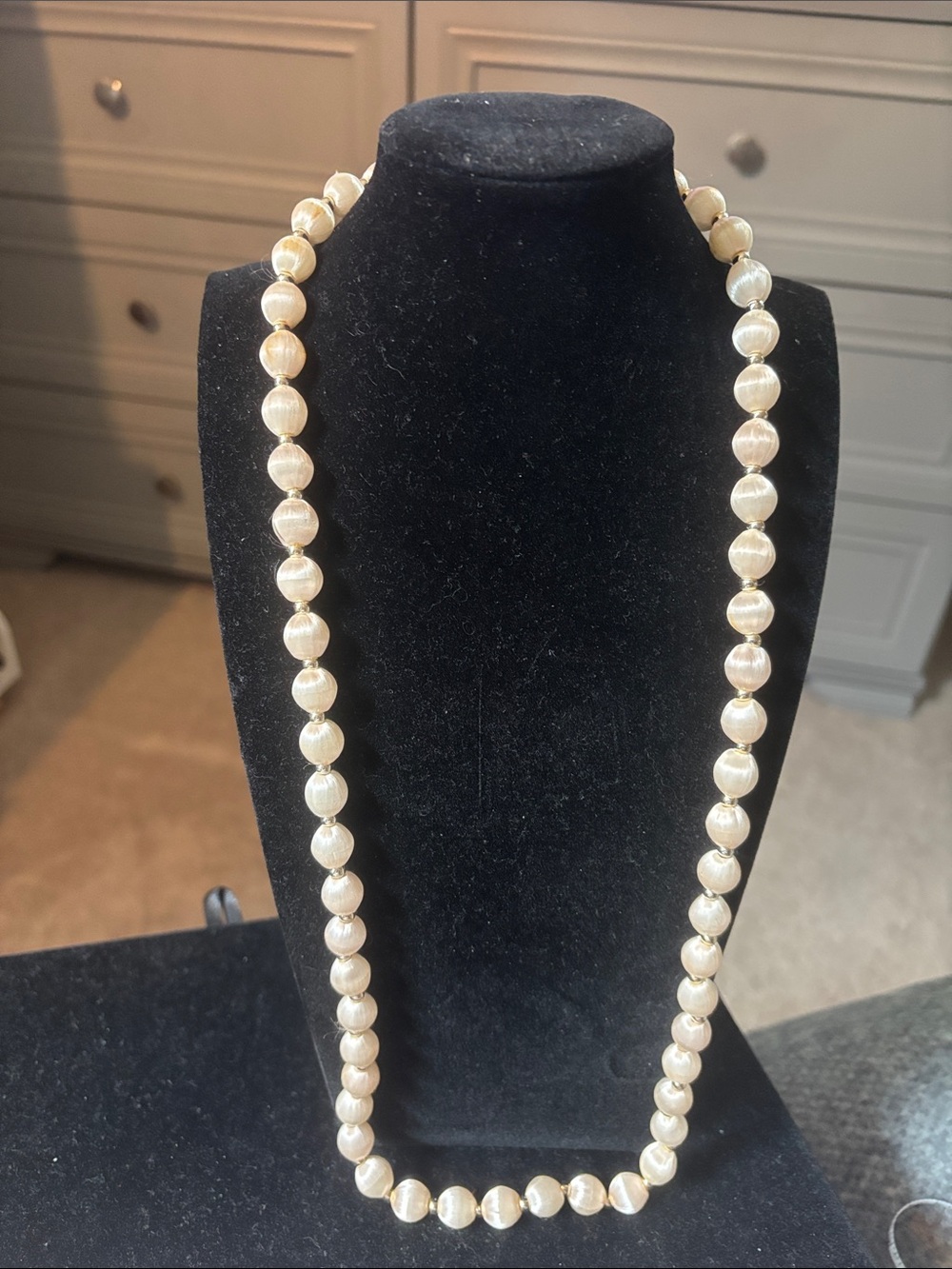 Vintage,Classic Ivory satin-like  Pearl Necklace - Women Jewelry
